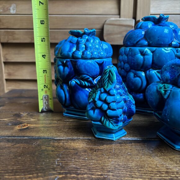 1960s Mood Indigo Canisters by Inarco - a Set of 5 with  shaker cookie jar - Picture 5 of 8